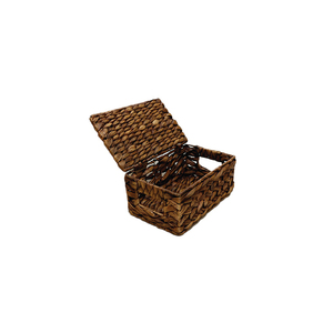 Caja de Almacenamiento Rectangular Tejida de Jacinto de Agua con Tapa, Diseño Clásico del Sudeste Asiático, Capacidad de 3-6L, Multifuncional para Ropa - Product Image 5