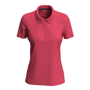 เสื้อโปโลผู้หญิงสีเทาเข้มแขนสั้นสีพื้นผ้าถักลำลองความยาวปกติ - Product Image 2
