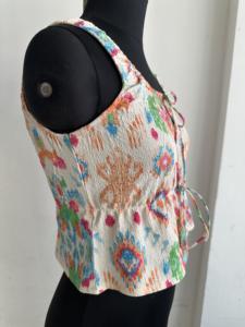 Top Corto sin Mangas con Estampado Boho para Mujer, Blusa de Verano con Lazos Delanteros, Estilo Casual de Playa, Diseño Multicolor - Product Image 4