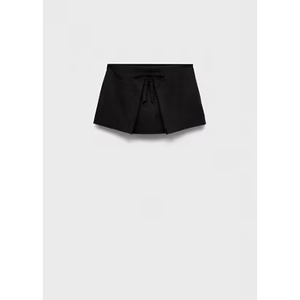 <b>Women's</b> Solid <b>Black</b> High Waist Shorts <b>Skirt</b> With Bow Decoration Minimalist Style Woven Fabric Regular Fit - Product Image 2