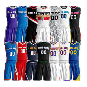 Custom Men's Basketball Jersey <b>Set</b> V-Neck Quick Dry Polyester Spandex Sporty Uniforms Solid Color Printing Team Name 00 - Product Image 1