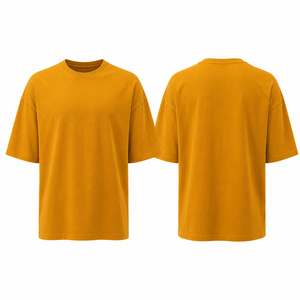 Camiseta de Algodón de <span class=keywords><strong>Color</strong></span> Sólido Extra Grande para <span class=keywords><strong>Hombre</strong></span>, Manga Corta, Cuello Redondo, Estilo Informal, Tejido de Punto <span class=keywords><strong>Jersey</strong></span>, Corte Regular, Amarillo <span class=keywords><strong>Mostaza</strong></span> - Product Image 3
