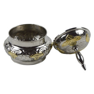 Factory Best Quality Brass Dallah Pots Shiny Silver Colored Finishing Simple Design Cookies Pot for <b>Kitchen</b> <b>Storage</b> - Product Image 2