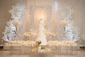 ฉากแต่งงานอินเดียใต้ ชุดเสาไฟเบอร์สีทอง ตกแต่งเวทีงานแต่งงาน ดีไซน์ฉากหลังงานแต่งงานสุดหรูทันสมัย ลอสแอนเจลิส - Product Image 5