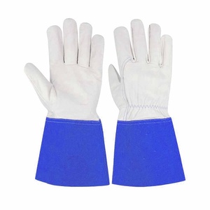Gants de soudage TIG en cuir de buffle et croûte de vache, protection industrielle des mains, ignifuges, pour la lutte contre les incendies et le barbecue - Product Image 5