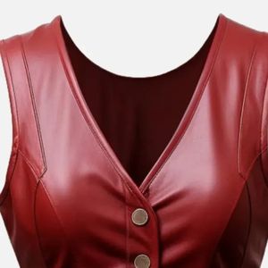 Chaleco de Cuero Sintético Negro para Mujer con Cuello Blazer - Prenda Exterior Versátil y Moderna para Uso Diario y de Oficina - Product Image 4