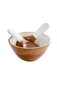 Tazón de Madera Ecológico Hecho a Mano con Interior Blanco, Apto para Lavavajillas y Duradero, Diseño Clásico para Servir Comida en Fiestas - Product Image 3