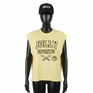 Camiseta sin mangas de algodón grueso para mujer, estilo casual de verano, con logo estampado, camisetas sin mangas de algodón para mujer - Product Image 6