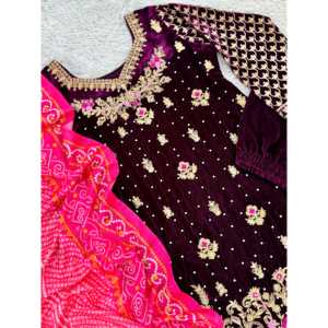 Ensemble haut-plazzo pour femmes de créateur avec broderie et travail de moti riveté, y compris dupatta, ensembles élégants pour femmes ornés - Product Image 4