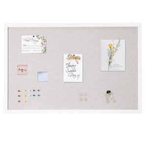 Pannello in Sughero Bianco 91x61 cm con Superficie in Lino, Elegante Bacheca da Parete per Casa e Scuola, Funzionale Tabellone per Messaggi - Product Image 5