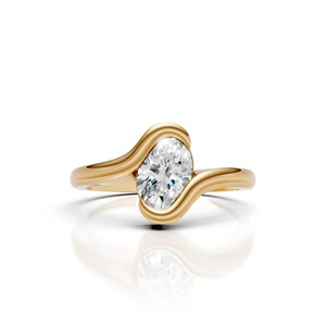 Moissanite <b>Statement</b> <b>Ring</b> in <b>Silver</b> Rhodium Plated Bold Men's Fine Jewelry with Channel Setting and Oval-Cut Solitaire - Product Image 2
