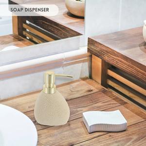 Juego de Baño en Piedra Beige, Perfecto para Decoración de Baño, Dispensador de Jabón, Portacepillos de Dientes y Accesorios - Product Image 3