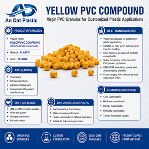 Gránulos de Plástico PVC Amarillo de Grado Industrial, Modelo AD K-Y50 para Accesorios Moldeados, Densidad Personalizada, OEM ODM, An Dat Plastic - Product Image 6