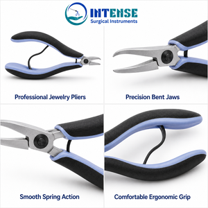 Pince à bijoux professionnelle à bec courbé, outil de pliage de fil de précision avec poignée ergonomique à ressort - Product Image 2