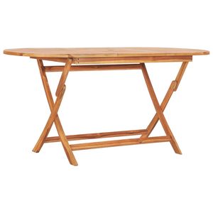 Ensemble de salle à manger d'extérieur pliable de taille moyenne en teck naturel, meubles de jardin en bois massif - Product Image 4