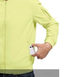 Chaqueta Bomber Casual para Hombre, Cuello Alto, Cierre de Cremallera, Cortavientos, Color Sólido, Transpirable, de Poliéster, para Primavera - Product Image 6