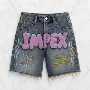 Ensemble survêtement Y2K streetwear respirant pour homme, deux pièces, 100% coton, sweat à capuche et short en jean, décontracté, coupe oversize, impression de logo personnalisée - Product Image 3