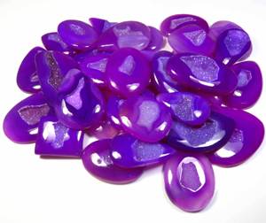 Ónix Púrpura Teñido, Ágata Druzy, Piedra Preciosa, 30-34 Piezas, Lote al por Mayor, Geoda Natural, Cabujón Pulido Liso, para Joyería - Product Image 2