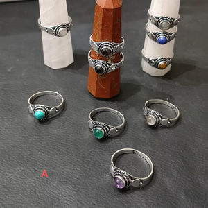 Adjustable Wholesale Fashion <b>Rings</b> <b>Statement</b> Gemstone Brass with Oval Cabochon Stones Healing Stone Jewelry - Product Image 1