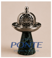 Brûleur d'encens en laiton avec base en marbre vert, support moderne découpé au laser pour Bakhoor et Dhoop Dani, écologique, pour aromathérapie printanière à domicile