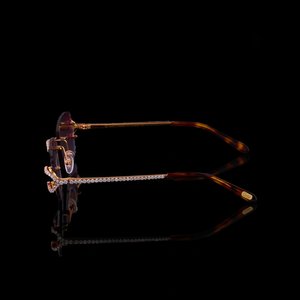 Lunettes de soleil élégantes sans monture, carrées, en cristal, légères, avec branches en bois glacé, unisexe, pour fêtes et voyages - Product Image 4
