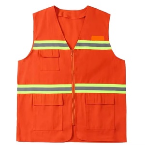 เสื้อกั๊กนิรภัยสีส้มสะท้อนแสง แถบสะท้อนแสง ชุดทำงานสำหรับทุกเพศ วัสดุโพลีเอสเตอร์ - Product Image 5