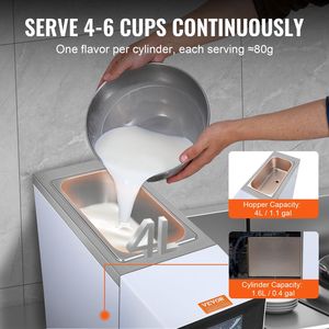 Macchina per gelato commerciale 10.6 QT/H 1000W a sapore singolo Soft Serve Maker 4L tramoggia 1,6l cilindro pannello LCD Auto - Product Image 3