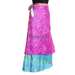 Jupe longue en soie vintage double couche pour femme, longueur 38 pouces, réversible, magique, 2 couches, vêtements pour femmes, grande taille - Product Image 4