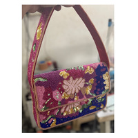 Tas Selempang Wanita Gaya Bohemian India Buatan Tangan dengan Manik-manik, Tas Clutch Elegan Gaya Boho untuk Acara Malam, Belanja, dan Pesta