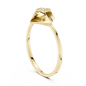 Anillo Minimalista de Oro Amarillo Sólido de 14k con Diamantes Cultivados en Laboratorio de Corte Redondo, Motivo Geométrico, Regalo Clásico de Boda - Product Image 4