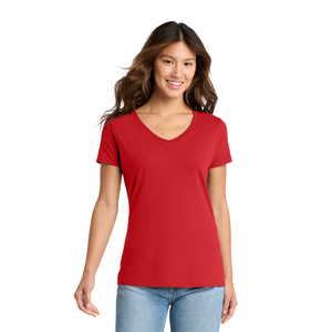 Camiseta de Cuello en V para Mujer de Primera Calidad, Tela de Algodón Suave, Corte Ajustado, Manga Corta, Informal, Fabricante y Proveedor de Impresión Personalizada - Product Image 1