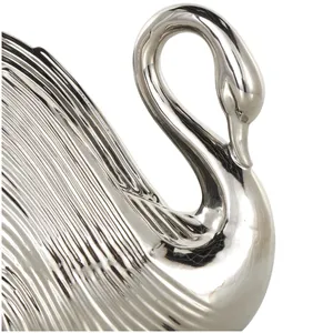 Figura de Cisne Plateada de 10.55 Pulgadas, Escultura Moderna de Animal, Decoración para el Hogar, Artesanía Metálica Artística, Acero Inoxidable Pulido - Product Image 5