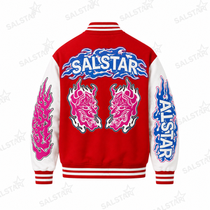 เสื้อแจ็คเก็ตเบสบอลสีดำขาวแบบกำหนดเองสำหรับผู้ชาย พร้อมลายปักกราฟิกสีชมพู, เสื้อแจ็คเก็ตบอมเบอร์สไตล์ Letterman สำหรับสตรีทแวร์ ผลิตโดยผู้ผลิตเสื้อแจ็คเก็ตบอมเบอร์ - Product Image 4
