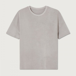 เสื้อยืดคอกลมแขนสั้นสีพื้นสำหรับผู้ชาย ทรงโอเวอร์ไซส์ ใส่สบาย ทรงปกติ ผ้าฝ้ายเจอร์ซีย์ถัก 100% - Product Image 1