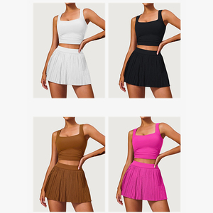 Women's Casual Two Piece Skort and Top <b>Set</b> Soft Stretch Fabric Comfortable Matching Outfit for Spring, Summer, Travel - Product Image 5