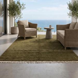 Tapis d'intérieur classique en laine fait main de qualité supérieure, motif floral, à poils ras avec franges, pour salon et chambre à coucher - Product Image 5