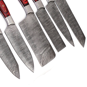 Damascus Steel Chef Knife Set with Leather Cover Elegant <b>Kitchen</b> Knife Collection for Cooking Preparation and Gift Giving - Product Image 5