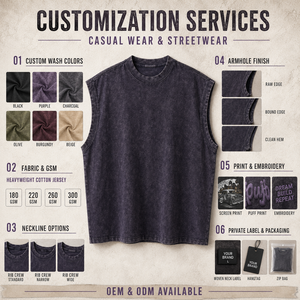 Camiseta sin Mangas Personalizada para Hombre, Estilo Vintage, Lavado Ácido, Algodón, Streetwear, con Logotipo Personalizado - Product Image 3