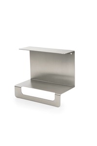 Étagère murale moderne en acier inoxydable noir mat à 2 niveaux pour salle de bain et cuisine avec porte-serviettes et porte-savon pour hôtels - Product Image 4