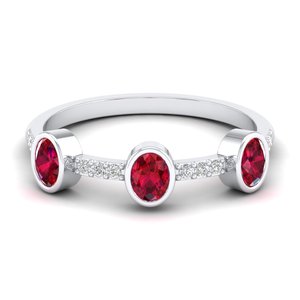 Bagues de mariage REYES personnalisées en or massif 14K 18K avec moissanite certifiée GRA, bijoux fins, taille ovale, pierre précieuse rubis 0,63 carat - Product Image 5