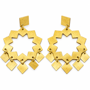 Pendientes de latón dorado con diseño geométrico de candelabro, diseño tribal de sol radiante con dijes colgantes, moda al por mayor - Product Image 1