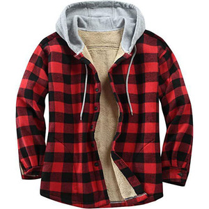 Veste longue élégante en flanelle à carreaux pour homme, manteau d'hiver décontracté matelassé à capuche, en tissu tricoté patchwork, motif réversible décoré - Product Image 4