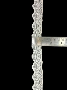 Cinta de encaje de organza de nailon blanco premium de fábrica, con diseño de abanico festoneado, delicado encaje bordado transparente - Product Image 2