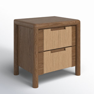 Colección de muebles de dormitorio de mesita de noche de mimbre tejida de 2 cajones - Product Image 3