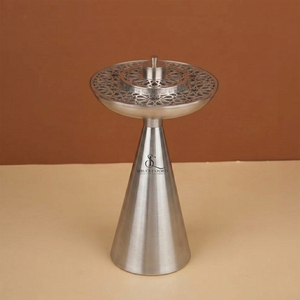 Luxury Metal <b>Bakhoor</b> Burner Gold Finish Lattice Top & Silver Cone Base. Elegant Arabic <b>Oud</b> Incense Holder For Home Fragrance - Product Image 2