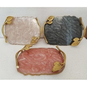 Plateau et bocaux de rangement vintage en résine, plateau de service ovale en résine, articles de table pour la maison, l'hôtel, le restaurant, cadeaux de Noël, plateau de rangement - Product Image 3