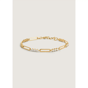Bracelet Statement Triple Pierre en Diamant de Laboratoire, Maillons Entrelacés, Style Tennis, avec Pendentif en Forme de Clip - Product Image 1