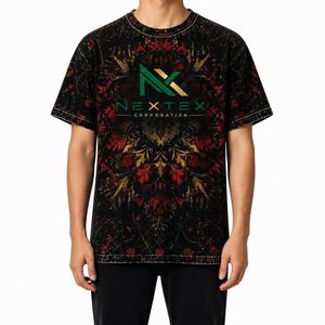 T-shirt surdimensionné personnalisé pour homme, imprimé floral mandala, décontracté, style hip-hop, streetwear, respirant, en coton, vêtement graphique, haut - Product Image 1