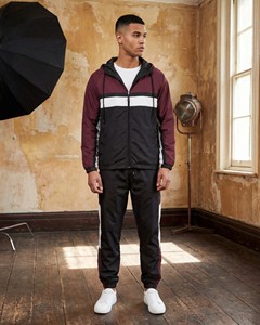 Conjunto Deportivo Impermeable con Capucha y Bloques de Color Sólido Unisex, Ligero, de Poliéster, con Cierre de Cordón, para Otoño - Product Image 1