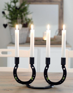 Porte-bougie fer à cheval équestre en métal, support pour bougie chauffe-plat, style rustique western, décoration d'intérieur ferme équine, centre de table - Product Image 6